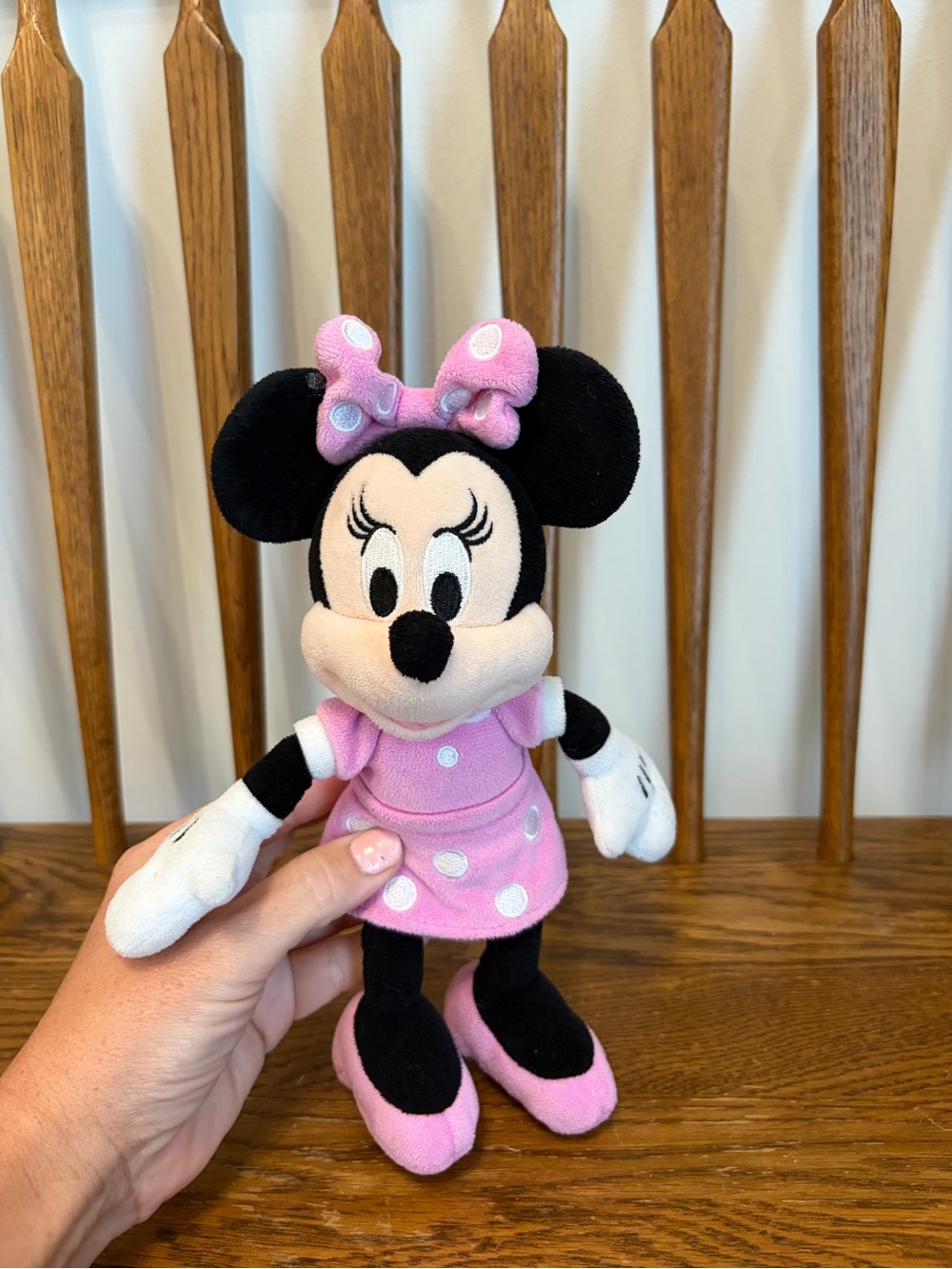 Disney Just Play Minnie Mouse Plush Pink Polka Dot Dress Bow 10" Stuffed Toy